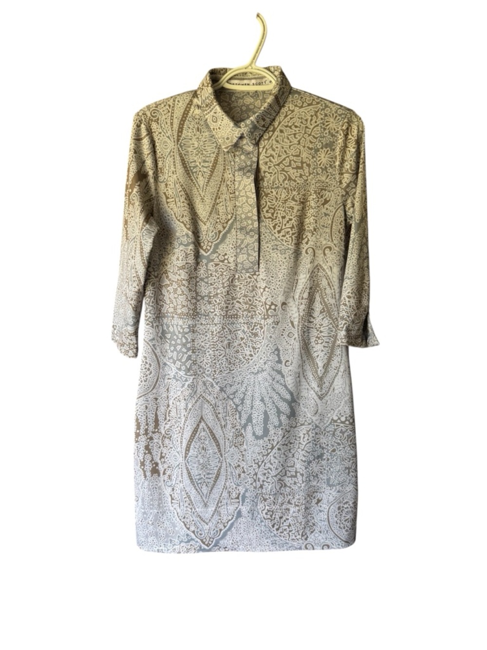 Gretchen Scott Designs Beige & Cream Patterned Midi Dress